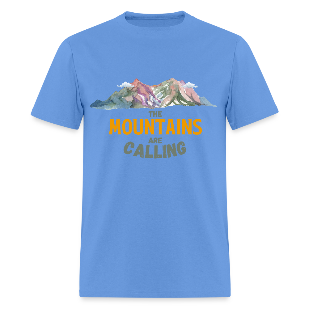 🏔️🌲 “The Mountains Are Calling” Unisex T-Shirt ⛰️✨ Adventure Awaits! 🌄💚 - carolina blue