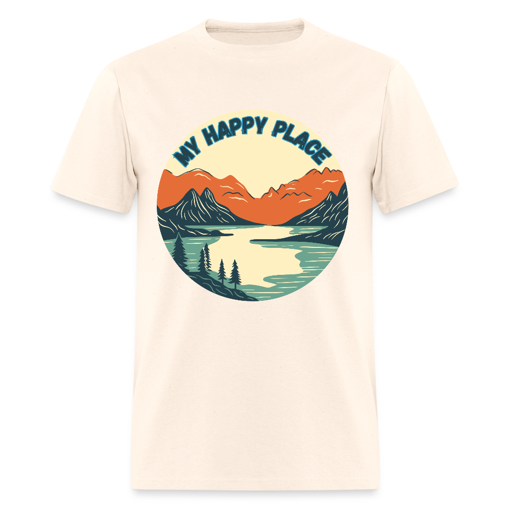 🏔️💚 “The Mountains Are My Happy Place” Unisex T-Shirt 🌲☀️ Peace • Adventure • Pure Joy 🌄✨ - natural