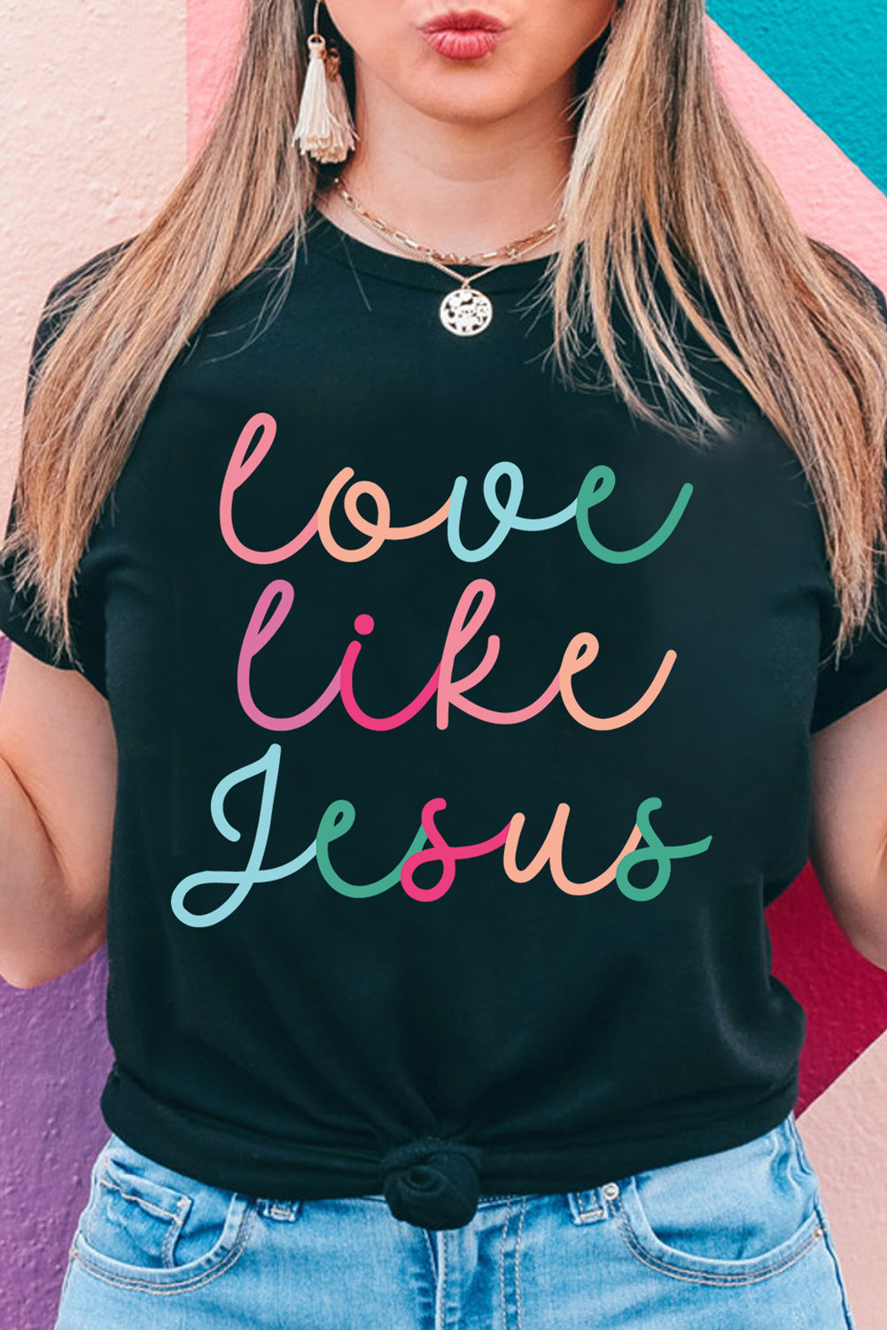 🖤 Spread Love Like Jesus ✝️ | Black Crew Neck Graphic Tee 🙌