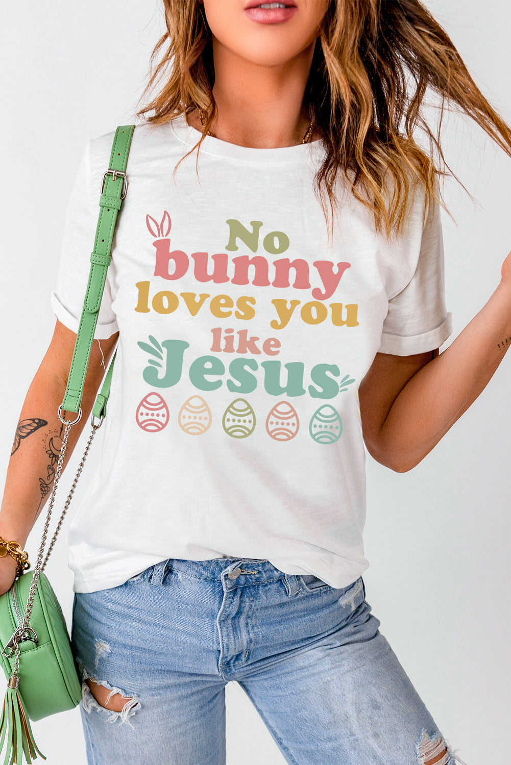 🐰✝️ No Bunny Loves You Like Jesus! 💖 White Easter Graphic Tee 🌸✨