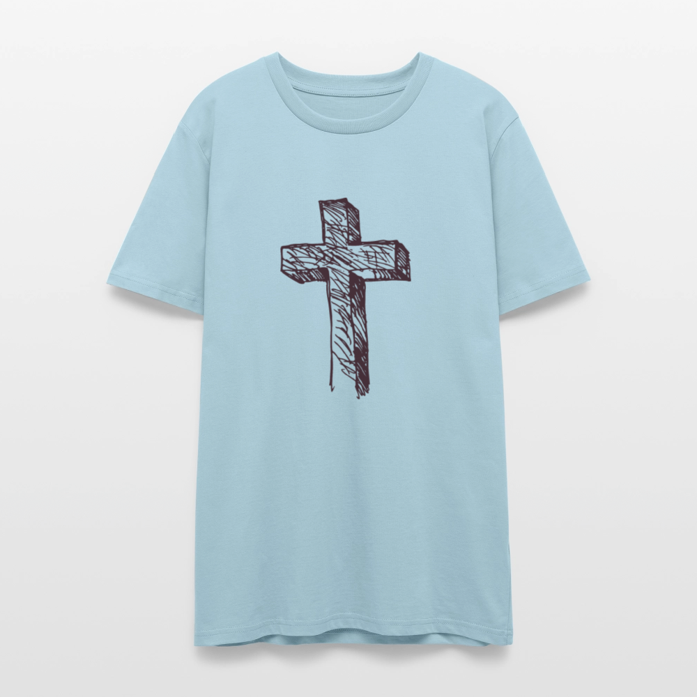 ✝️✨ Faithful & Stylish Unisex Organic T-Shirt – Cross Graphic Tee 🌿💖 - sky blue