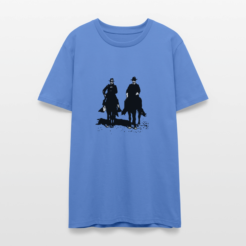 🐎✨ Ride Free Unisex Organic T-Shirt – Horses in Motion Graphic Tee 🌿🤠 - bright blue