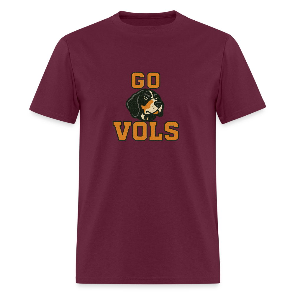 🧡🐾 “GO VOLS” Unisex T-Shirt Featuring Smokey the Dog 🐶🏈🔥 Big Orange Pride! 🍊 - burgundy