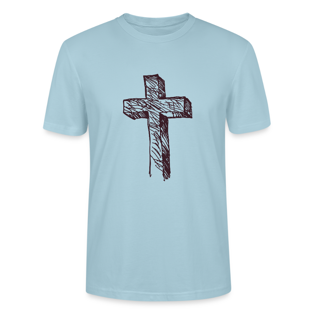 ✝️✨ Faithful & Stylish Unisex Organic T-Shirt – Cross Graphic Tee 🌿💖 - sky blue