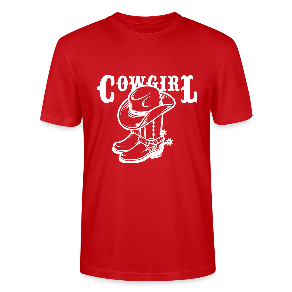 🤠✨ Wild & Free Unisex Organic T-Shirt – “COWGIRL” Graphic Tee 🌿💖 - red