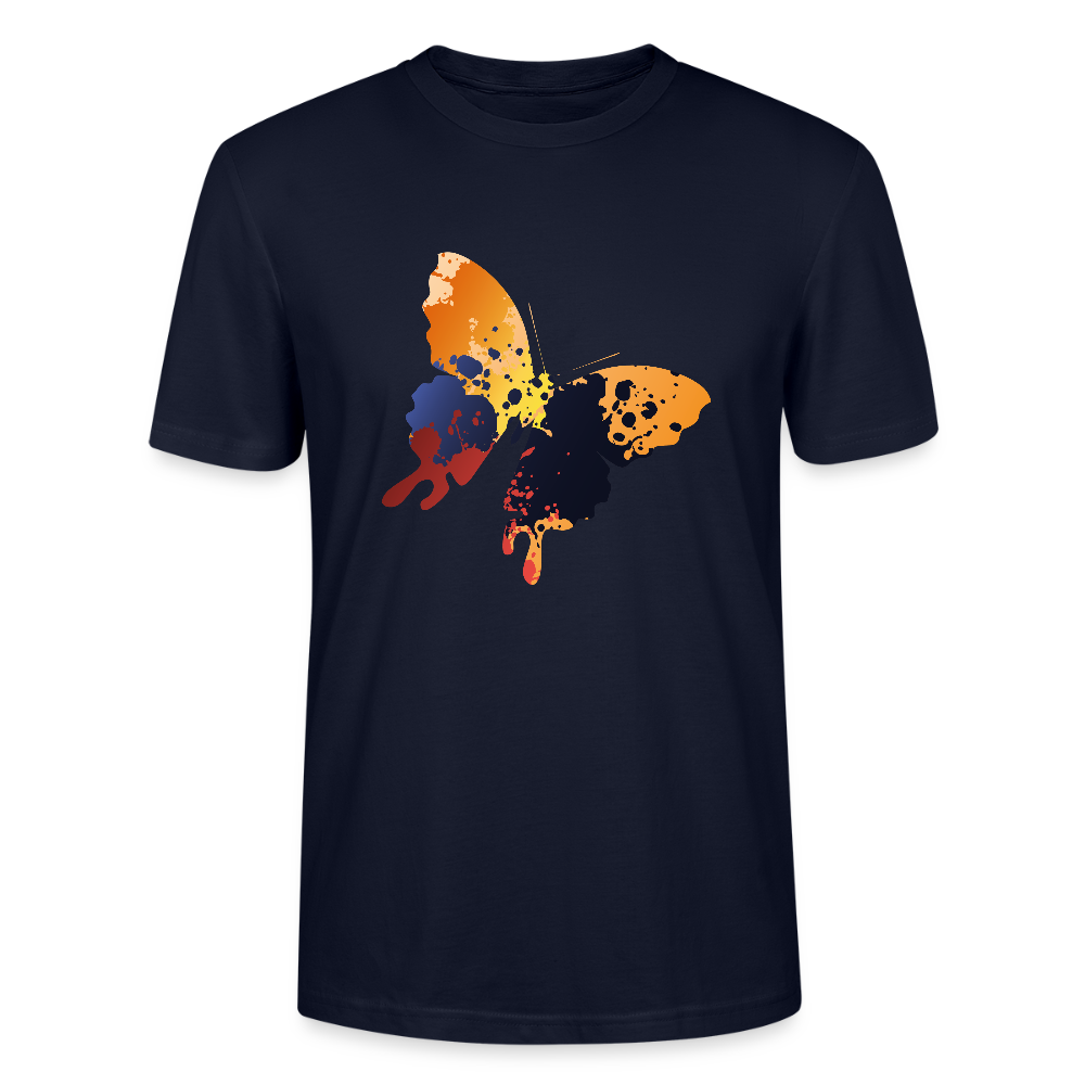 🦋🎨 Colorful & Free Unisex Organic T-Shirt – Painted Butterfly Graphic 🌿✨ - french navy
