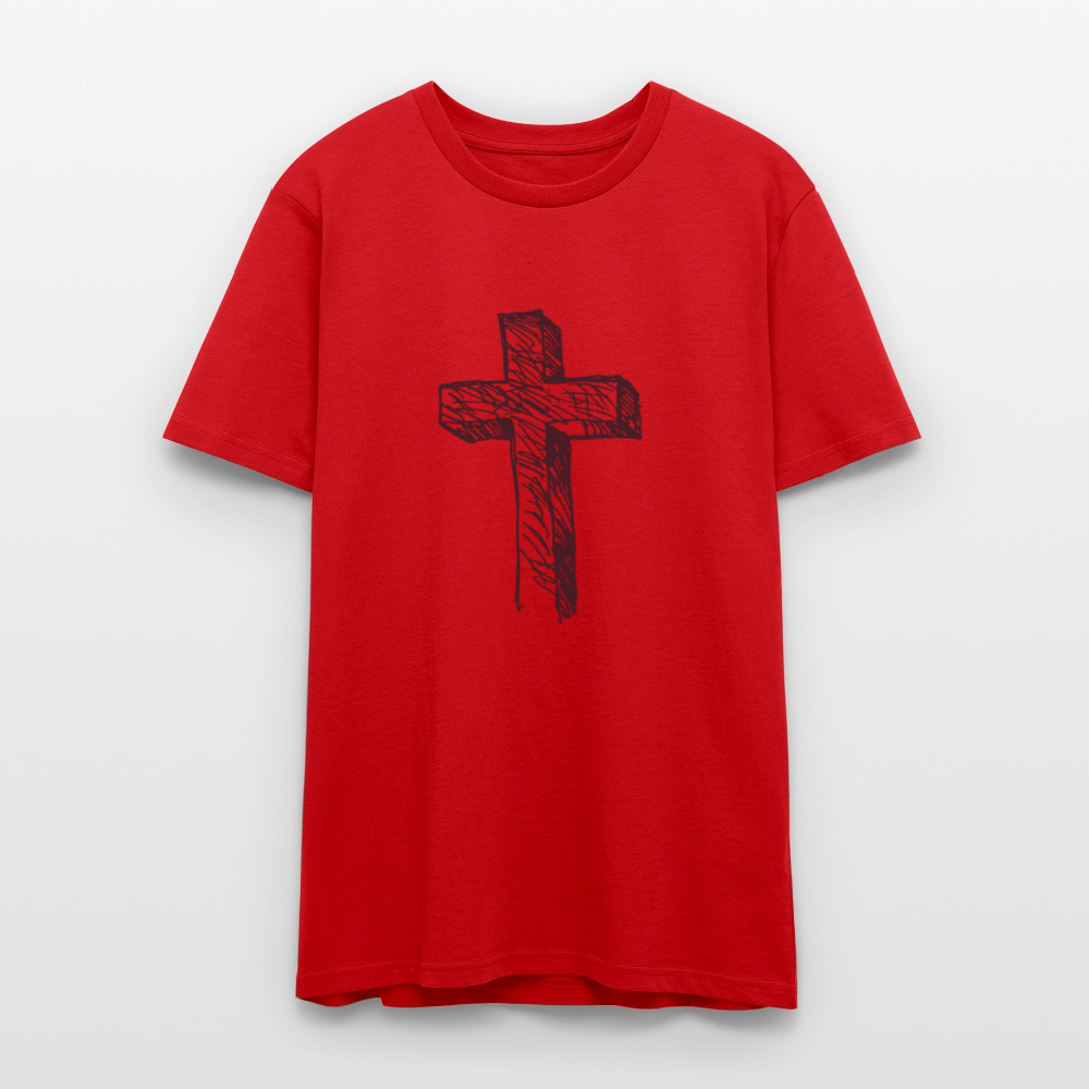 ✝️✨ Faithful & Stylish Unisex Organic T-Shirt – Cross Graphic Tee 🌿💖 - red