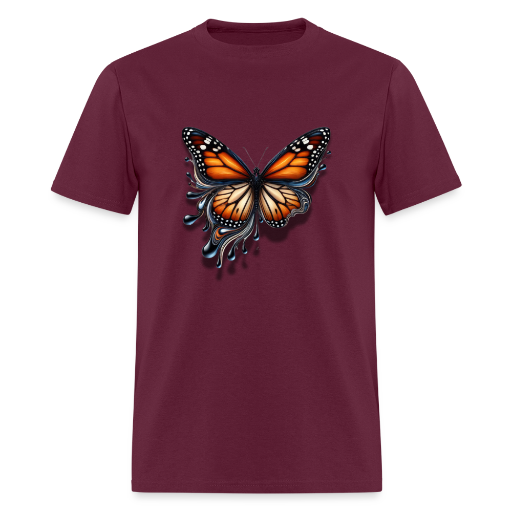 🦋🔥 “Melting Butterfly” Unisex T-Shirt ✨🌈 Bold • Artistic • Trendy 🎨💖 - burgundy