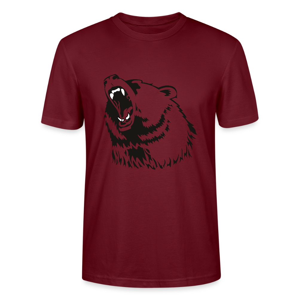 🐻✨ Wild & Bold Unisex Organic T-Shirt – Bear Head Graphic Tee 🌿💪 - burgundy