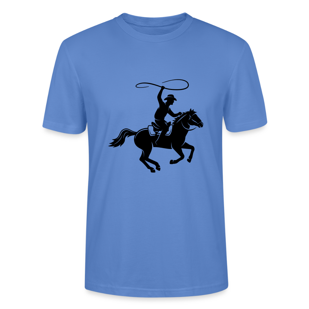 🤠🐴 Western Spirit Unisex Organic T-Shirt – Cowboy Up in Style! 🌾🌅 - bright blue