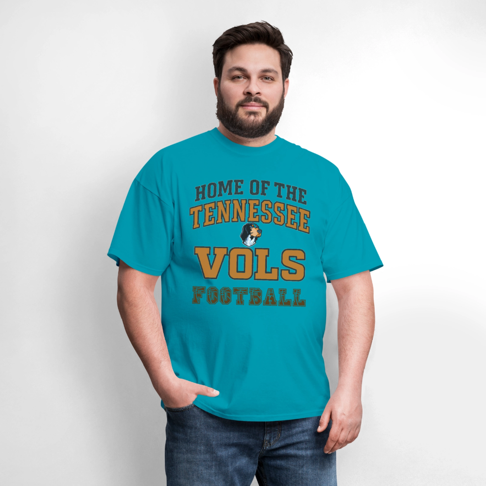 🧡🏈 “Home of the Tennessee Vols Football” Unisex T-Shirt 🍊🔥 Big Orange Spirit! 🤠💪 - turquoise