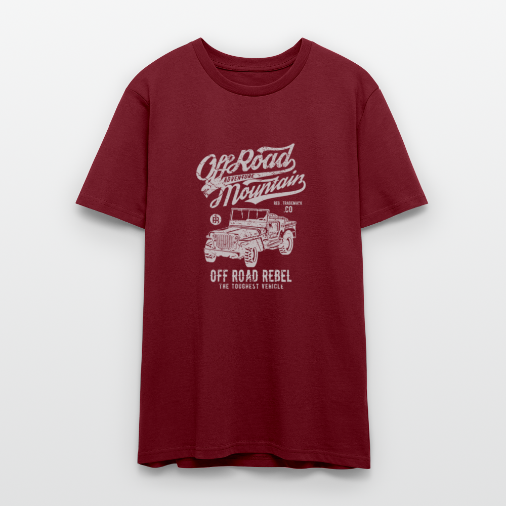 🏔️🚙 Off Road Mountain – Off Road Rebel Unisex Organic T-Shirt 🤠🌿 - burgundy