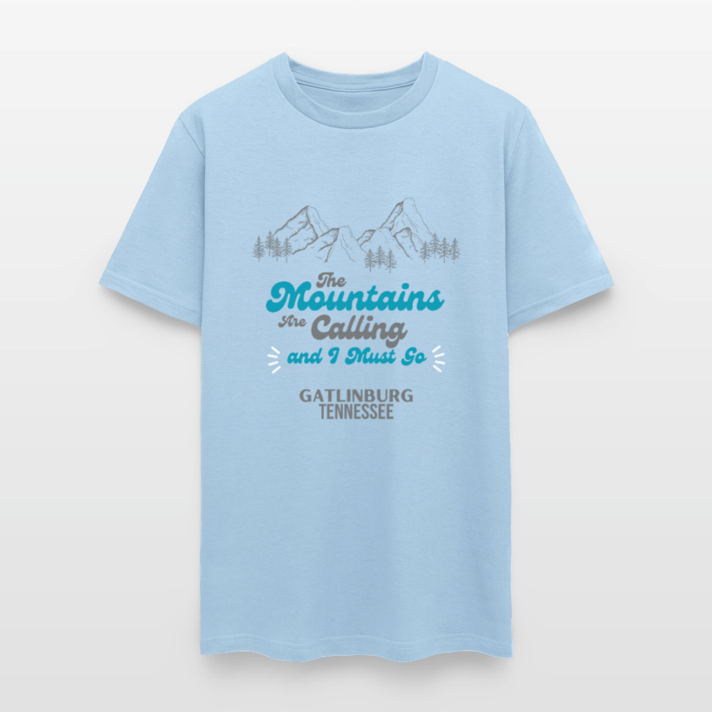 🏔️🌲 “The Mountains Are Calling and I Must Go” Unisex T-Shirt – Gatlinburg, TN 🌄✨ Adventure Awaits! 💚 - powder blue