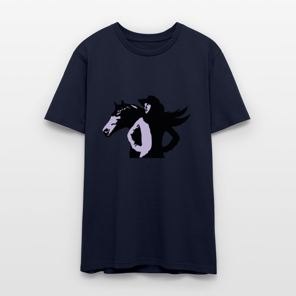 🤠🐴 Cowgirl & Her Horse Unisex Organic T-Shirt – Western Adventure Tee 🌿✨ - french navy