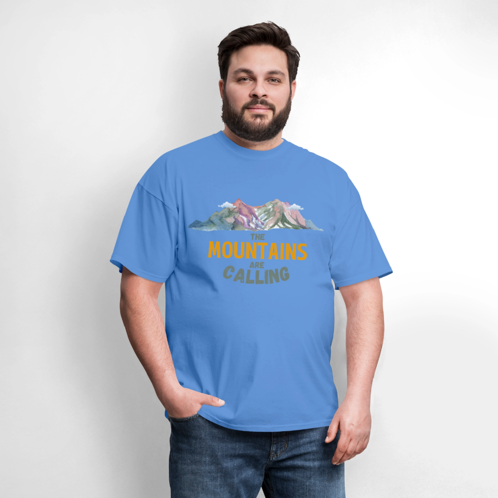 🏔️🌲 “The Mountains Are Calling” Unisex T-Shirt ⛰️✨ Adventure Awaits! 🌄💚 - carolina blue
