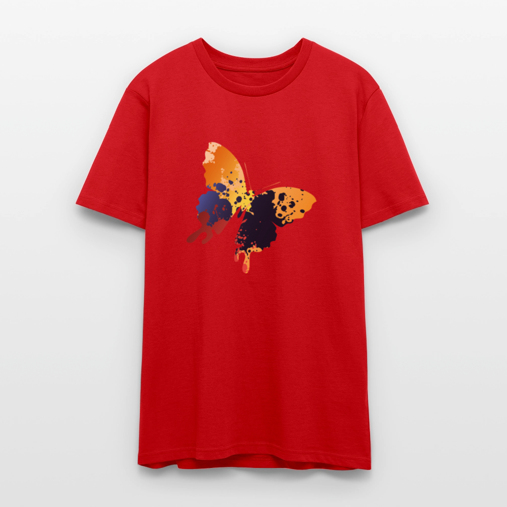 🦋🎨 Colorful & Free Unisex Organic T-Shirt – Painted Butterfly Graphic 🌿✨ - red