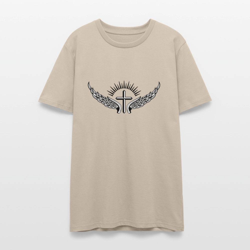 ✝️🕊️ Faith & Freedom Unisex Organic T-Shirt – Wings & Cross Graphic 🌿✨ - dust