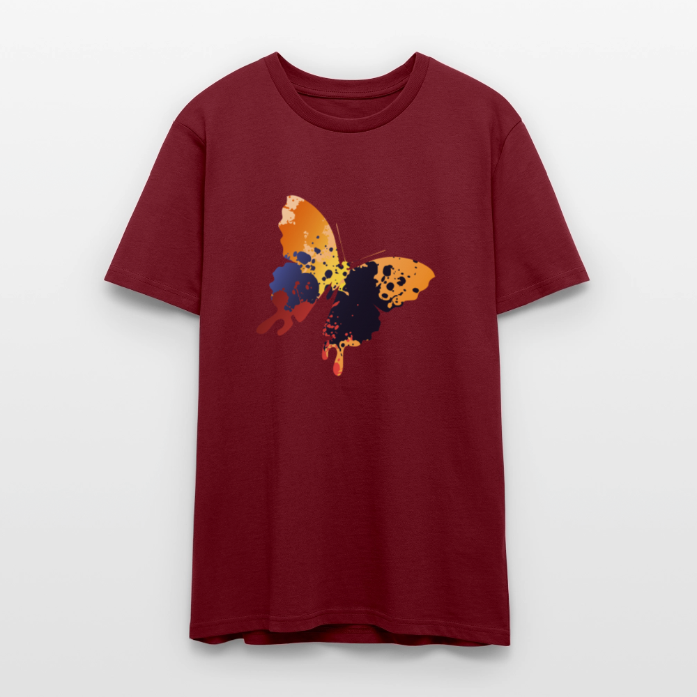 🦋🎨 Colorful & Free Unisex Organic T-Shirt – Painted Butterfly Graphic 🌿✨ - burgundy