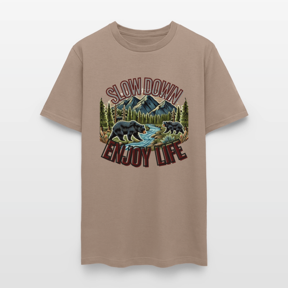 🏔️🐻 “Slow Down and Enjoy Life” Unisex T-Shirt 🌲✨ Mountains • Nature • Relaxation 💚 - safari