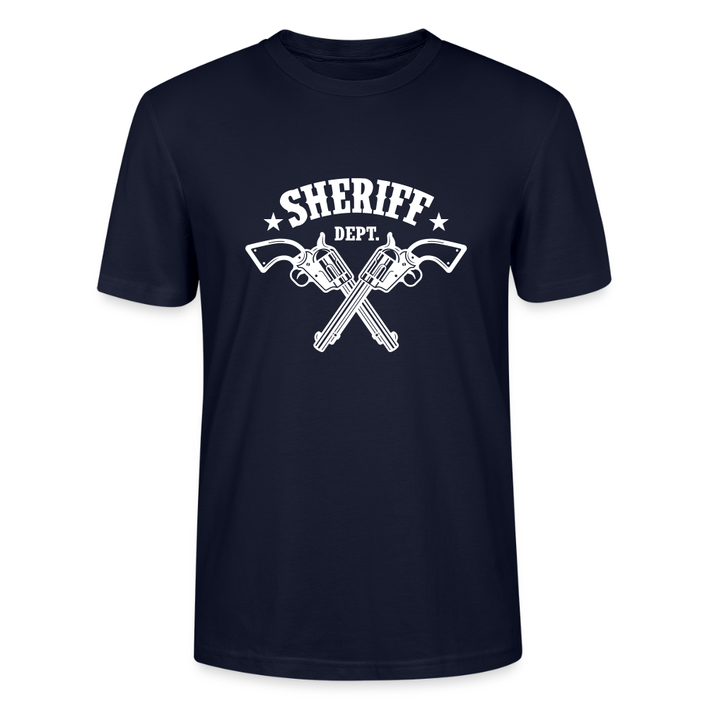 🤠🔫 Sheriff Department Unisex Organic T-Shirt – Bold Western Graphic Tee 🌿✨ - french navy