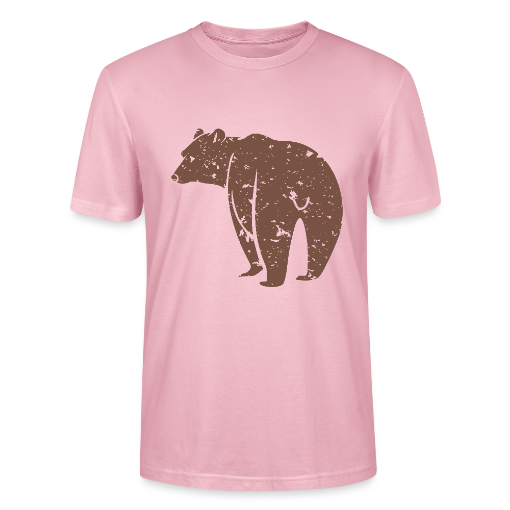 🐻✨ Bold & Wild Unisex Organic T-Shirt – Bear Graphic Tee 🌿💪 - pale pink