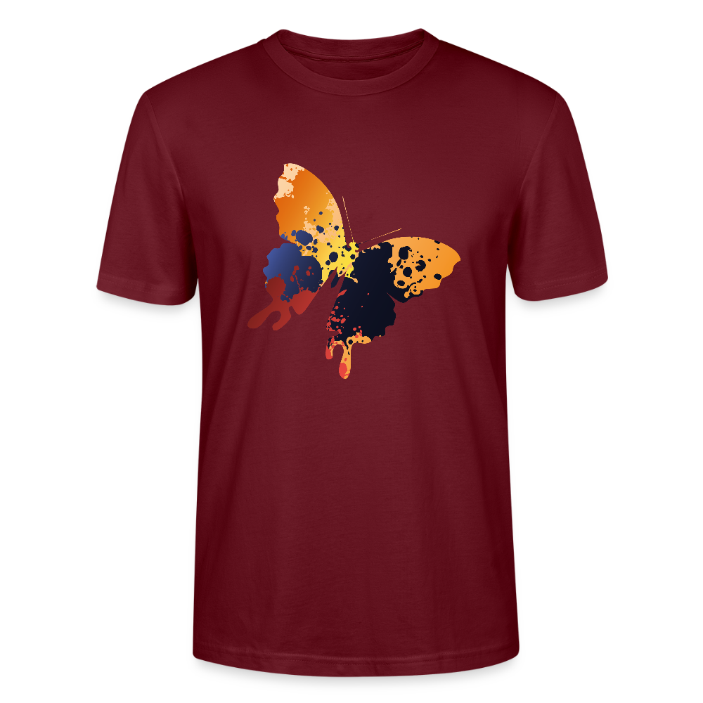 🦋🎨 Colorful & Free Unisex Organic T-Shirt – Painted Butterfly Graphic 🌿✨ - burgundy