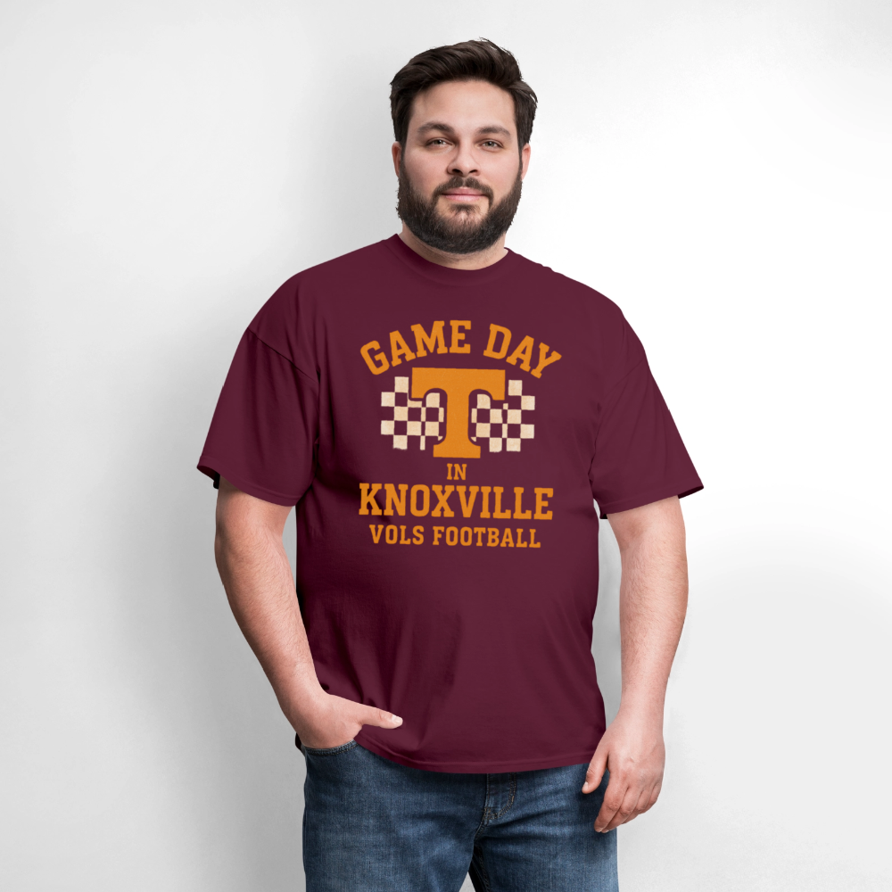 🏈🍊 “Game Day in Knoxville” Unisex T-Shirt 🤠🔥 Go Vols! Big Orange Energy! 🧡💪 - burgundy