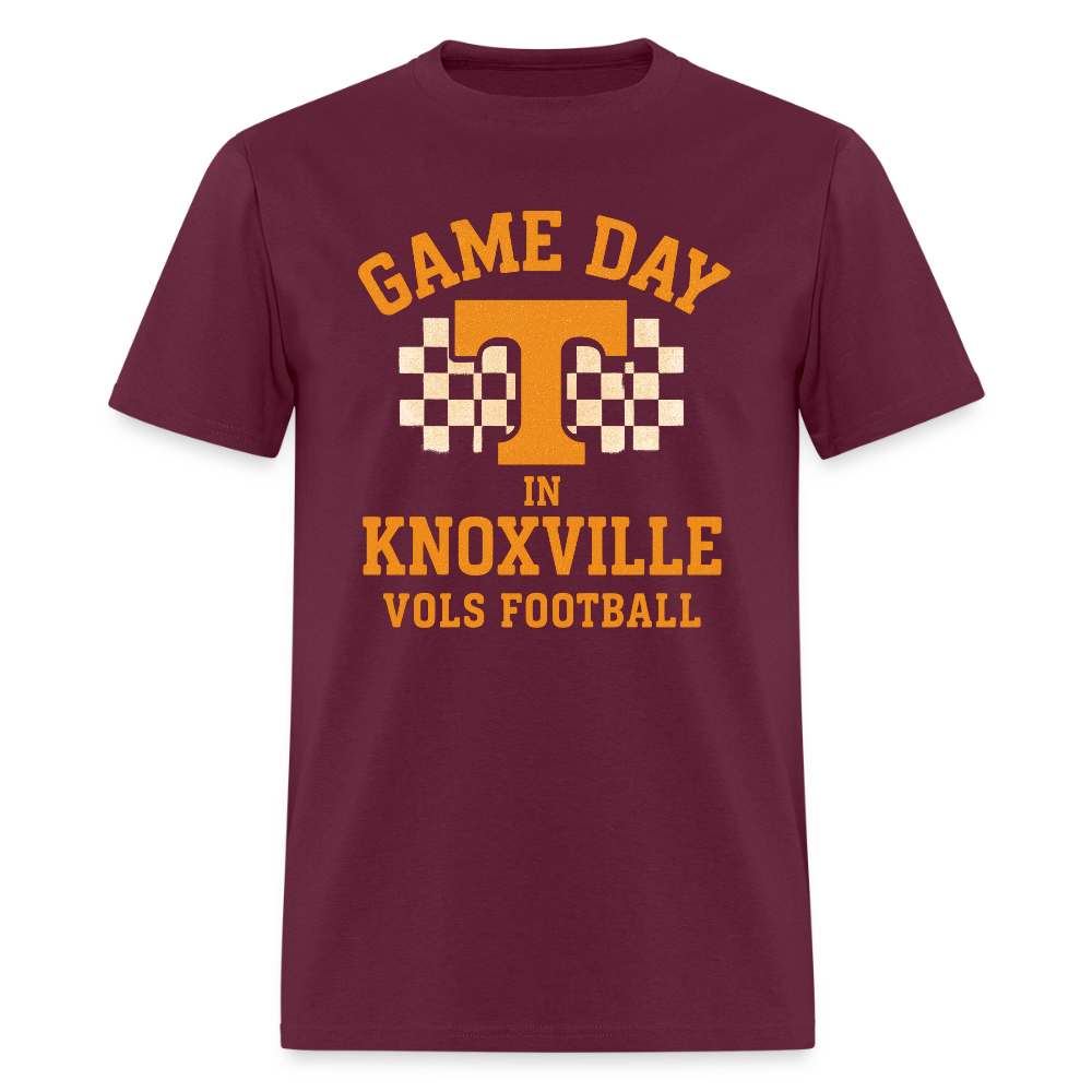 🏈🍊 “Game Day in Knoxville” Unisex T-Shirt 🤠🔥 Go Vols! Big Orange Energy! 🧡💪 - burgundy
