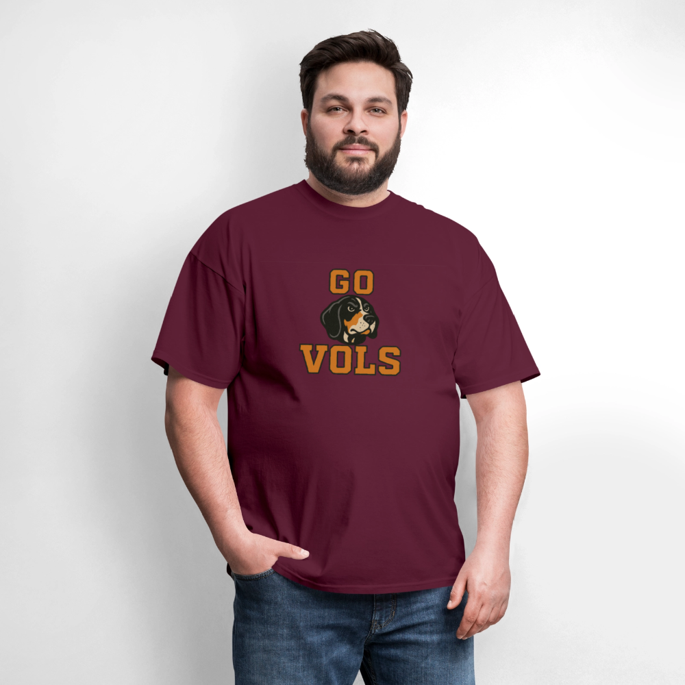 🧡🐾 “GO VOLS” Unisex T-Shirt Featuring Smokey the Dog 🐶🏈🔥 Big Orange Pride! 🍊 - burgundy