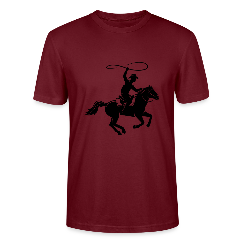 🤠🐴 Western Spirit Unisex Organic T-Shirt – Cowboy Up in Style! 🌾🌅 - burgundy