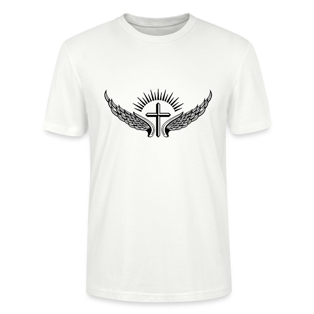 ✝️🕊️ Faith & Freedom Unisex Organic T-Shirt – Wings & Cross Graphic 🌿✨ - white