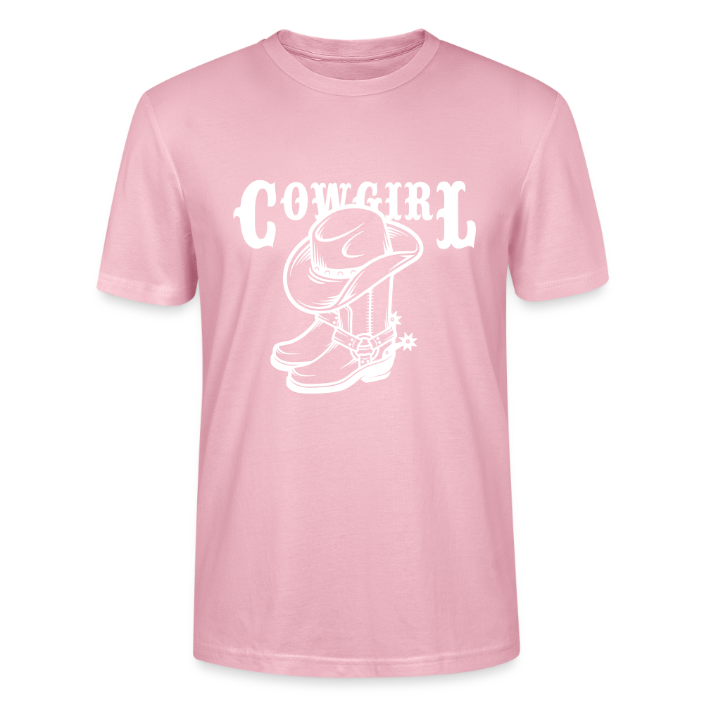 🤠✨ Wild & Free Unisex Organic T-Shirt – “COWGIRL” Graphic Tee 🌿💖 - pale pink