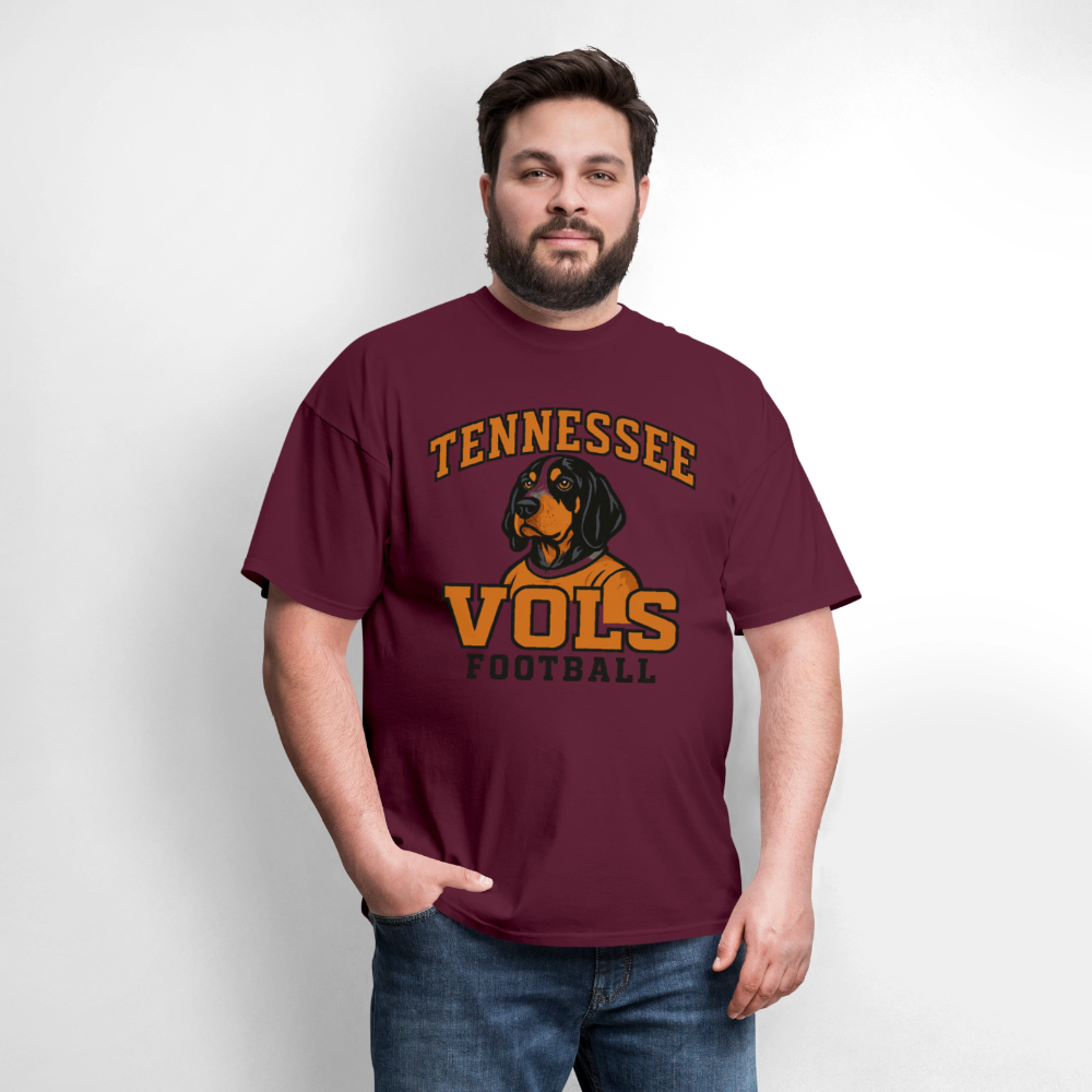 🧡🐾 “Tennessee Vols Football” Unisex T-Shirt with Smokey the Dog 🏈🔥 Big Orange Spirit! 🍊 - burgundy