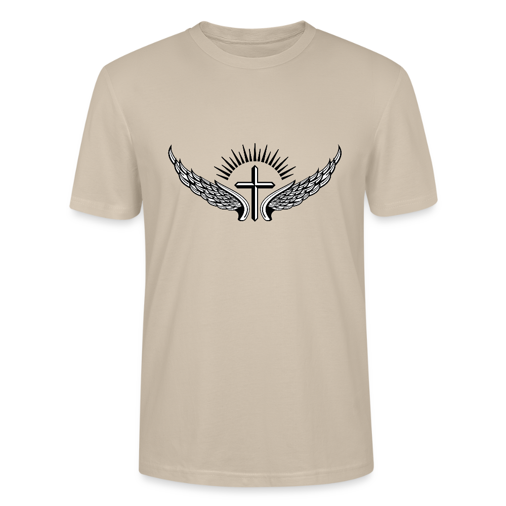 ✝️🕊️ Faith & Freedom Unisex Organic T-Shirt – Wings & Cross Graphic 🌿✨ - dust