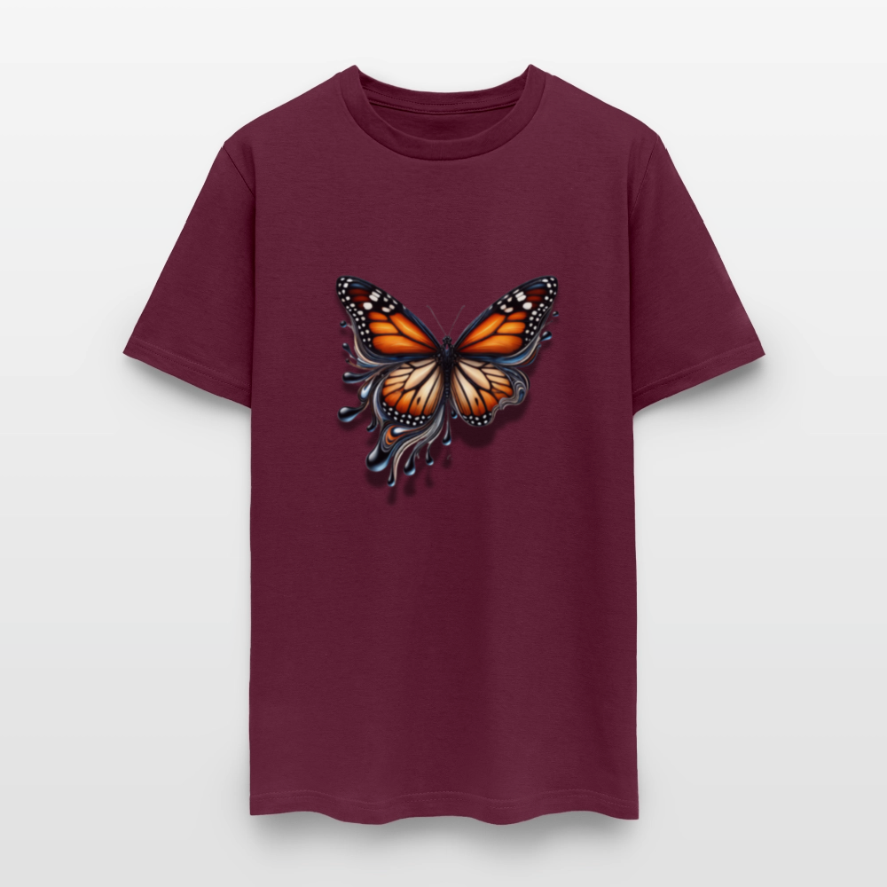 🦋🔥 “Melting Butterfly” Unisex T-Shirt ✨🌈 Bold • Artistic • Trendy 🎨💖 - burgundy