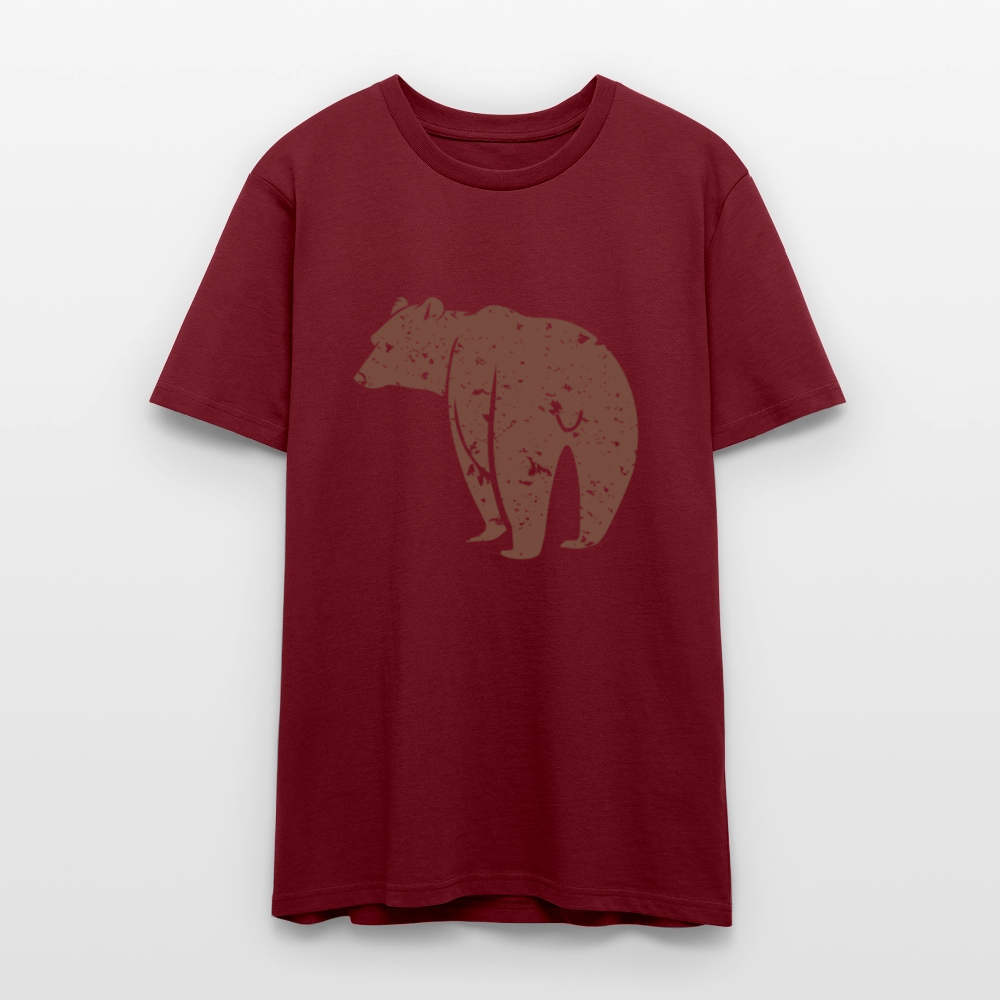 🐻✨ Bold & Wild Unisex Organic T-Shirt – Bear Graphic Tee 🌿💪 - burgundy