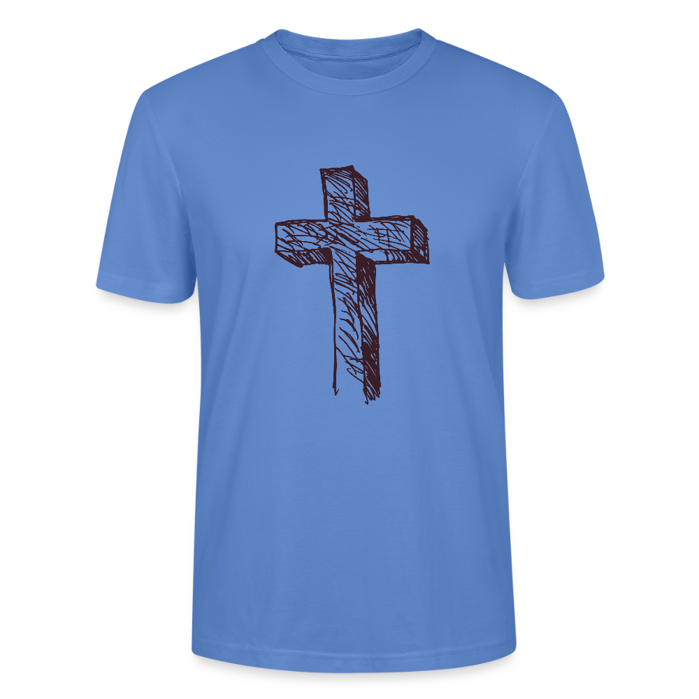 ✝️✨ Faithful & Stylish Unisex Organic T-Shirt – Cross Graphic Tee 🌿💖 - bright blue