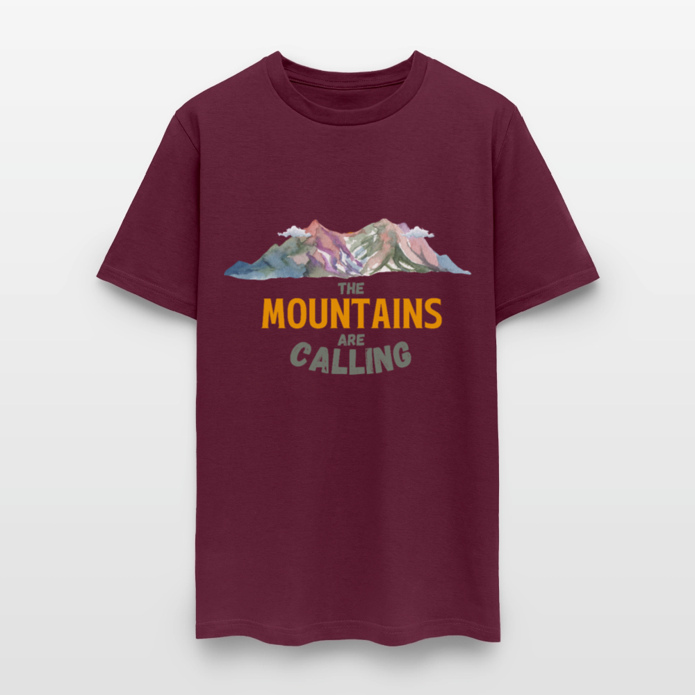🏔️🌲 “The Mountains Are Calling” Unisex T-Shirt ⛰️✨ Adventure Awaits! 🌄💚 - burgundy