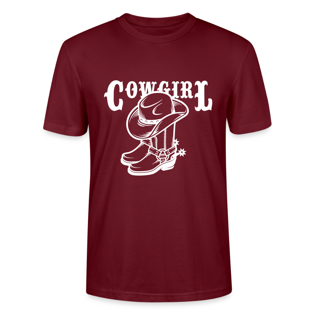 🤠✨ Wild & Free Unisex Organic T-Shirt – “COWGIRL” Graphic Tee 🌿💖 - burgundy