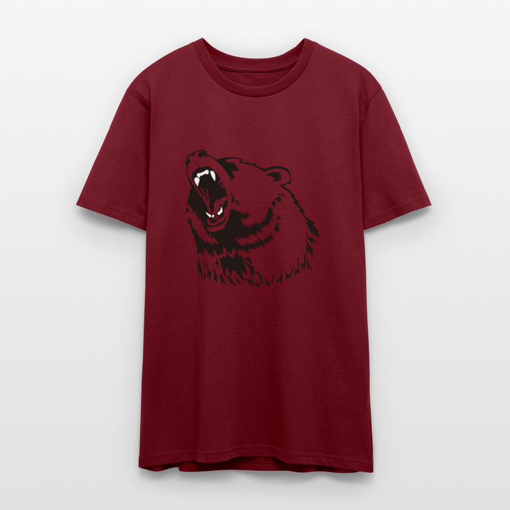 🐻✨ Wild & Bold Unisex Organic T-Shirt – Bear Head Graphic Tee 🌿💪 - burgundy