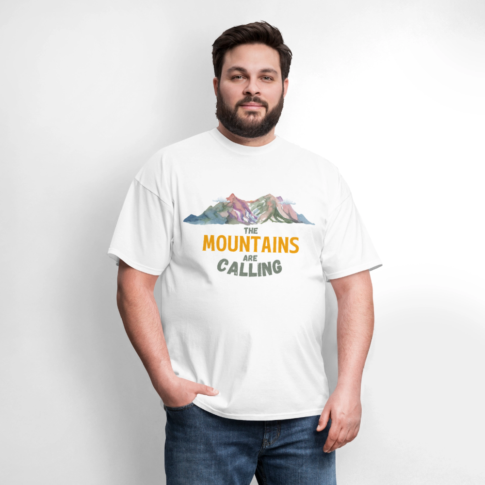 🏔️🌲 “The Mountains Are Calling” Unisex T-Shirt ⛰️✨ Adventure Awaits! 🌄💚 - white