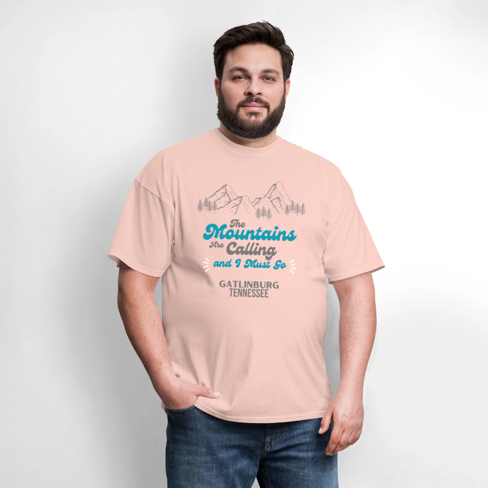 🏔️🌲 “The Mountains Are Calling and I Must Go” Unisex T-Shirt – Gatlinburg, TN 🌄✨ Adventure Awaits! 💚 - blush pink 