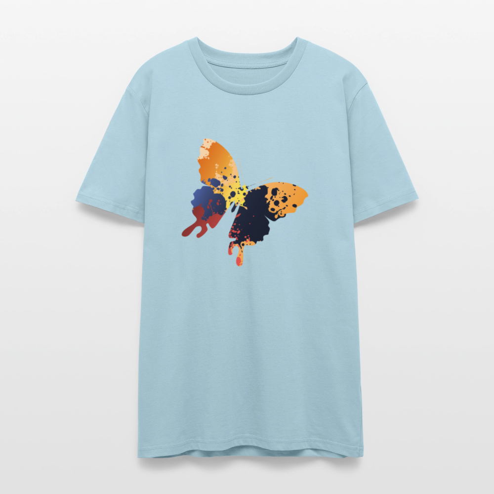 🦋🎨 Colorful & Free Unisex Organic T-Shirt – Painted Butterfly Graphic 🌿✨ - sky blue