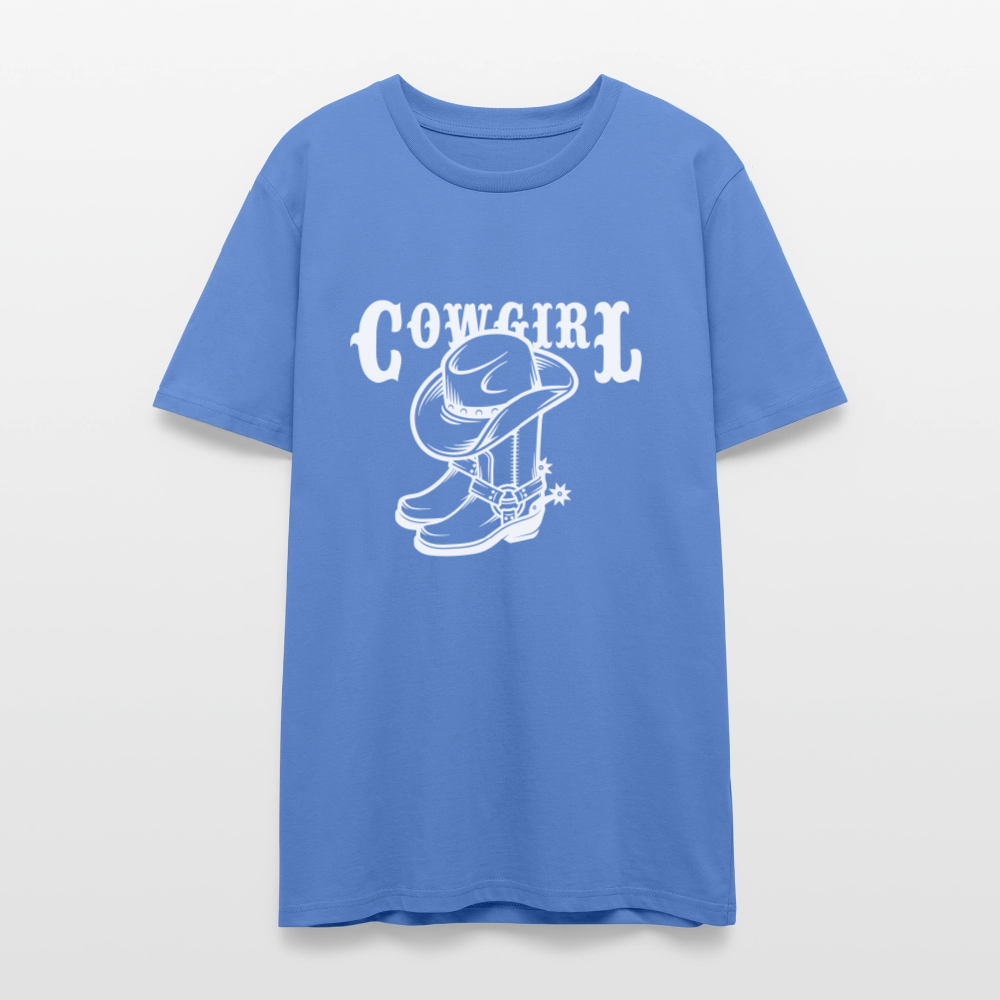 🤠✨ Wild & Free Unisex Organic T-Shirt – “COWGIRL” Graphic Tee 🌿💖 - bright blue