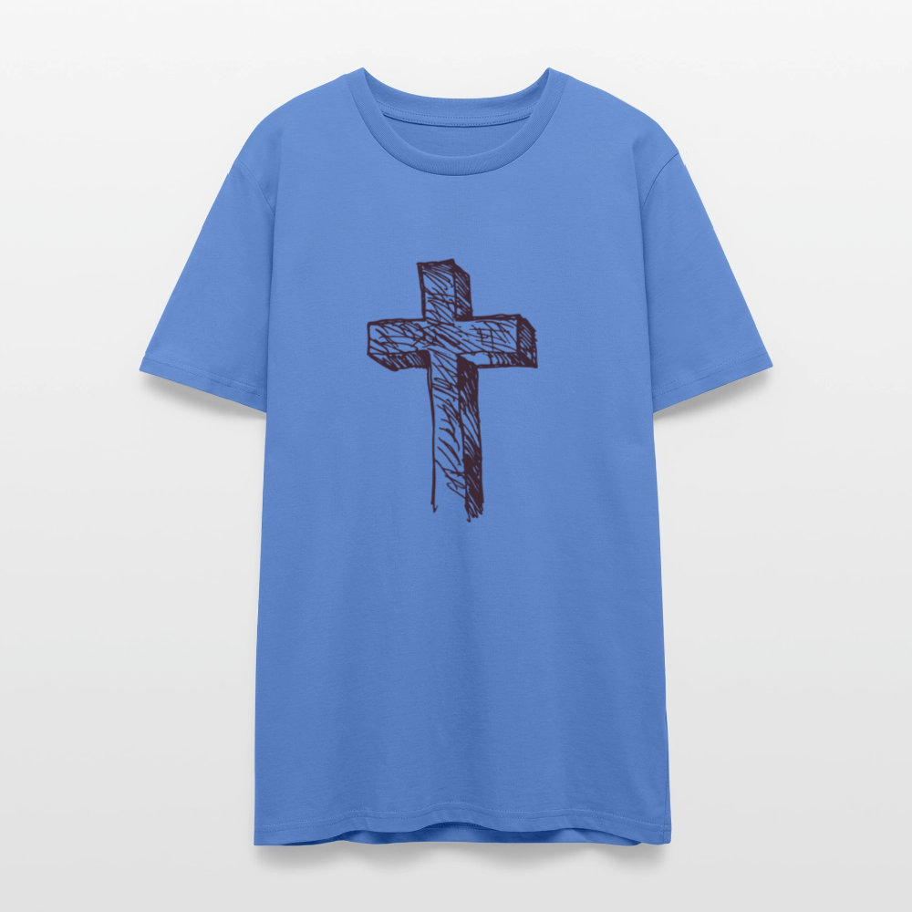 ✝️✨ Faithful & Stylish Unisex Organic T-Shirt – Cross Graphic Tee 🌿💖 - bright blue