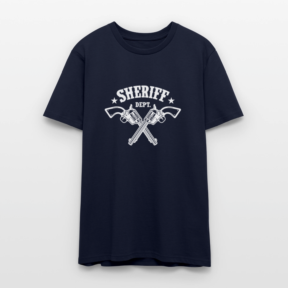 🤠🔫 Sheriff Department Unisex Organic T-Shirt – Bold Western Graphic Tee 🌿✨ - french navy