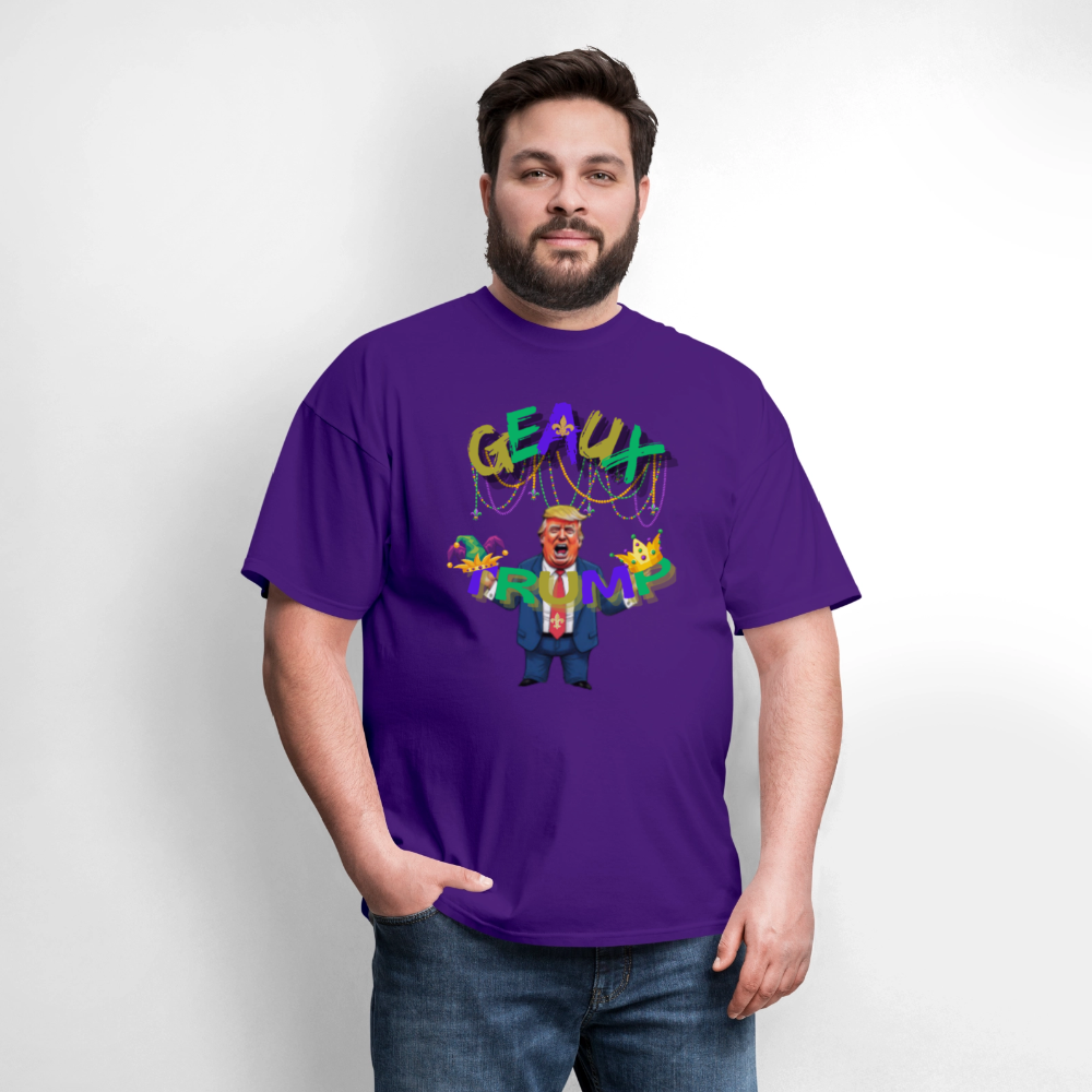 🇺🇸🔥 “Geaux Trump” Unisex T-Shirt 🧡💪 Bold • Patriotic • Statement Tee 🏛️✨ - purple