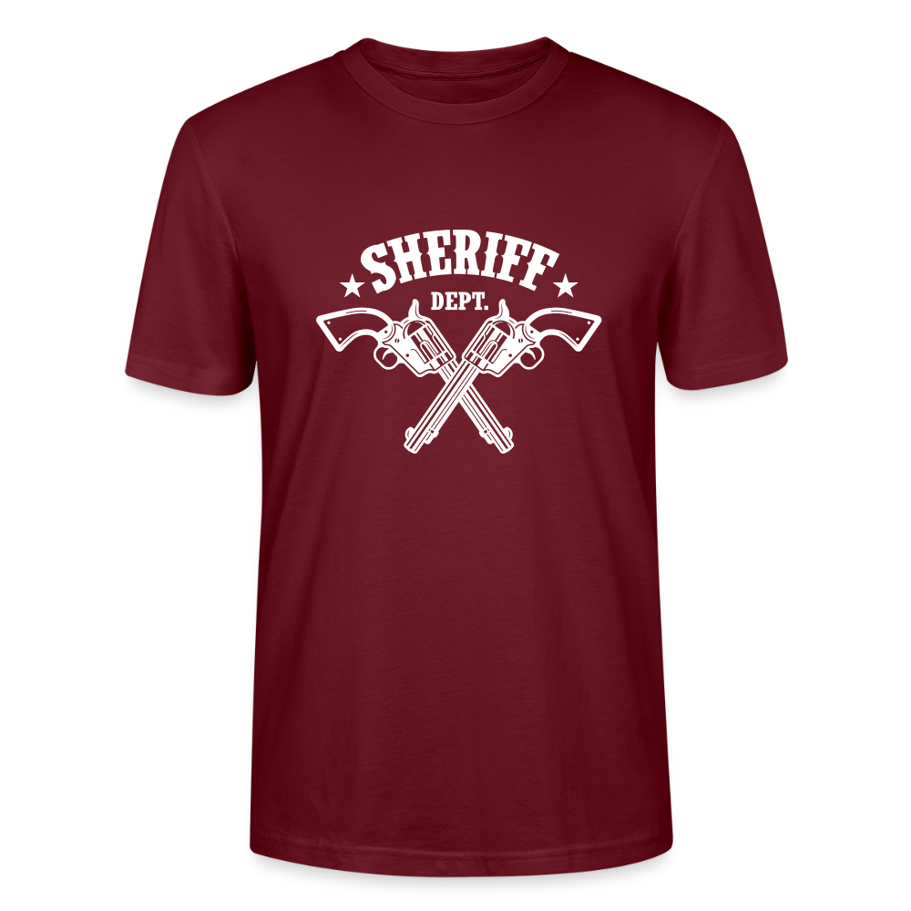 🤠🔫 Sheriff Department Unisex Organic T-Shirt – Bold Western Graphic Tee 🌿✨ - burgundy