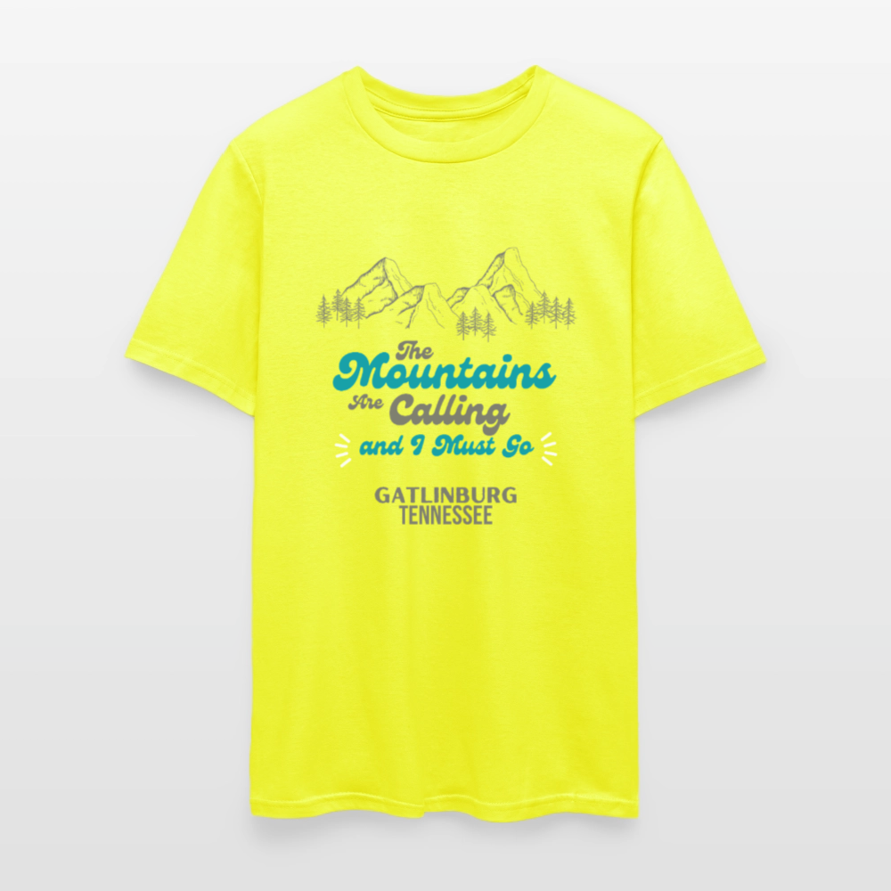 🏔️🌲 “The Mountains Are Calling and I Must Go” Unisex T-Shirt – Gatlinburg, TN 🌄✨ Adventure Awaits! 💚 - safety green