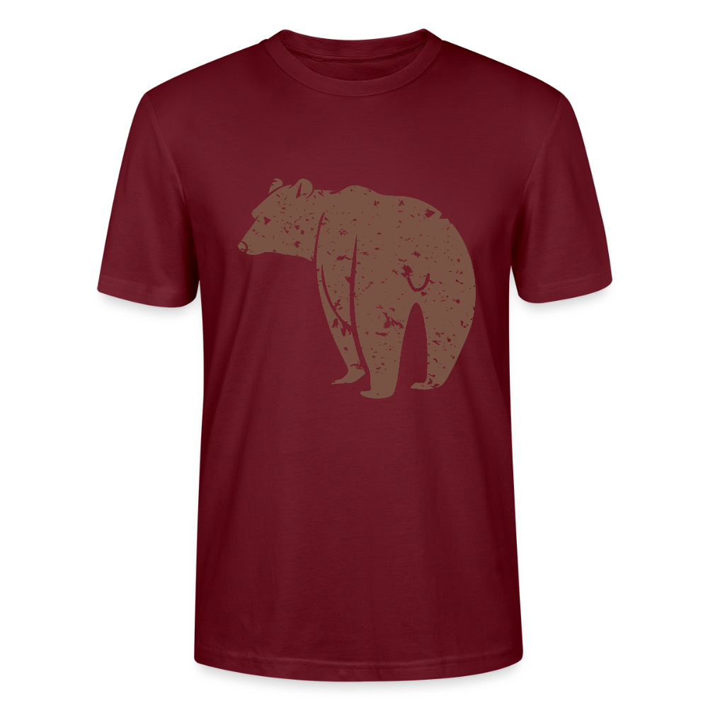 🐻✨ Bold & Wild Unisex Organic T-Shirt – Bear Graphic Tee 🌿💪 - burgundy